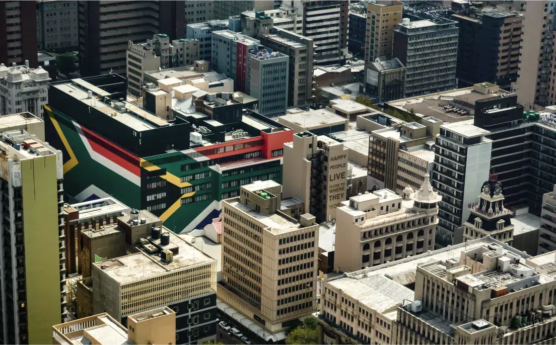 An arial image of the city of Johannesburg.