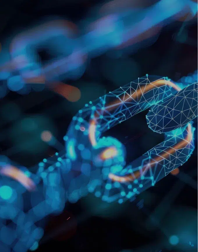 3D rendering of blockchain technology.