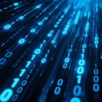 A digital stream of binary code consisting of sequences ones and zeros