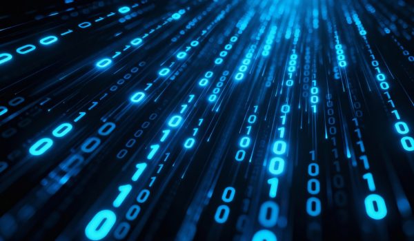 A digital stream of binary code consisting of sequences ones and zeros