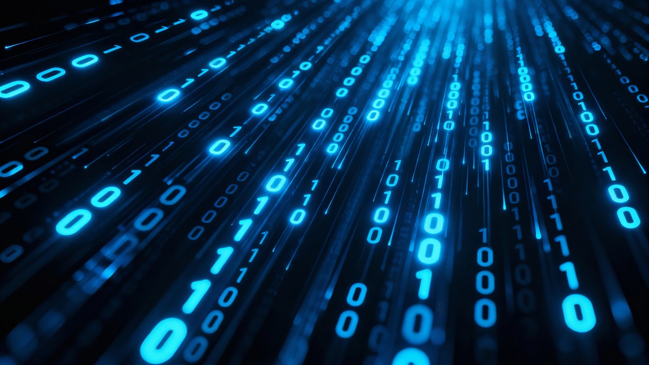 A digital stream of binary code consisting of sequences ones and zeros